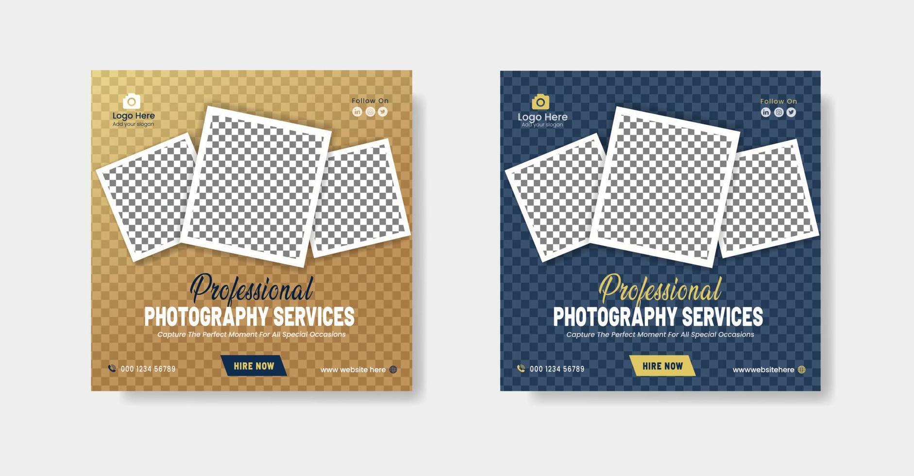 Photography services social media post template and web banner vector