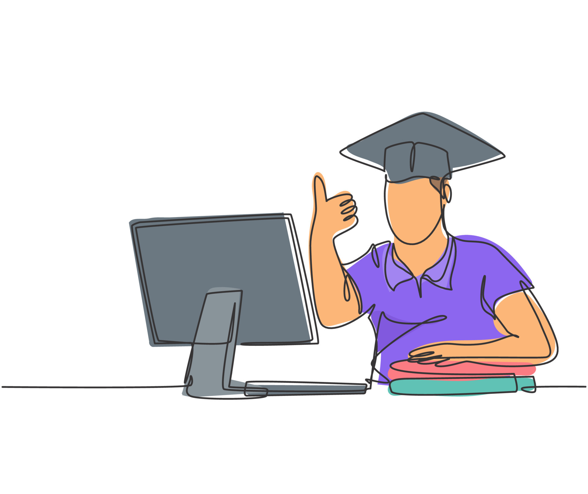 Vector Art Drawing Young Student Studying Stock Vector Royalty Free  793606633  Shutterstock