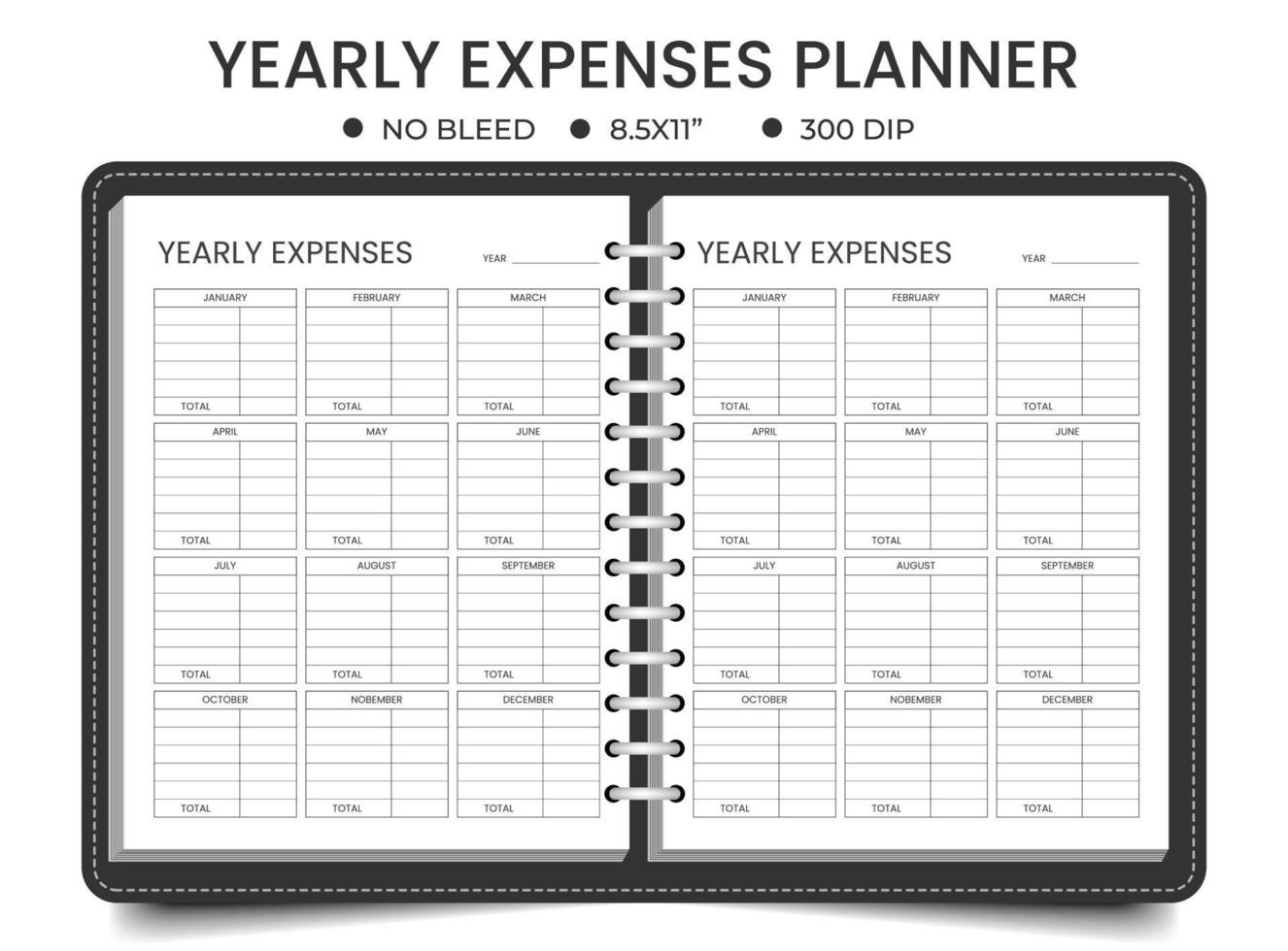 Yearly Expenses planner vector