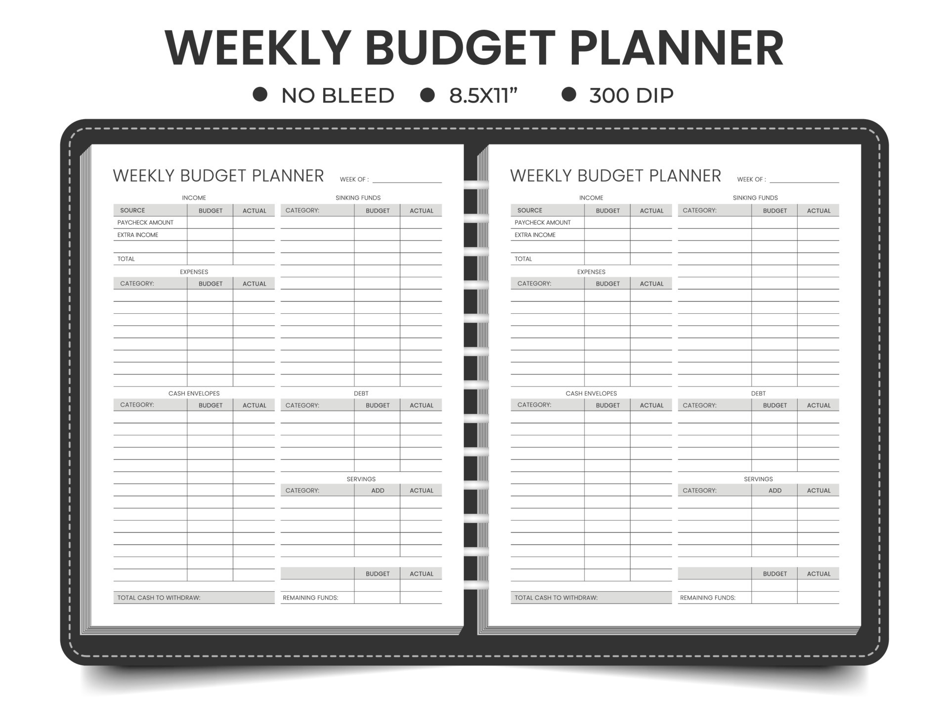 Weekly budget planner logbook or notebook template 20614492 Vector Art at  Vecteezy