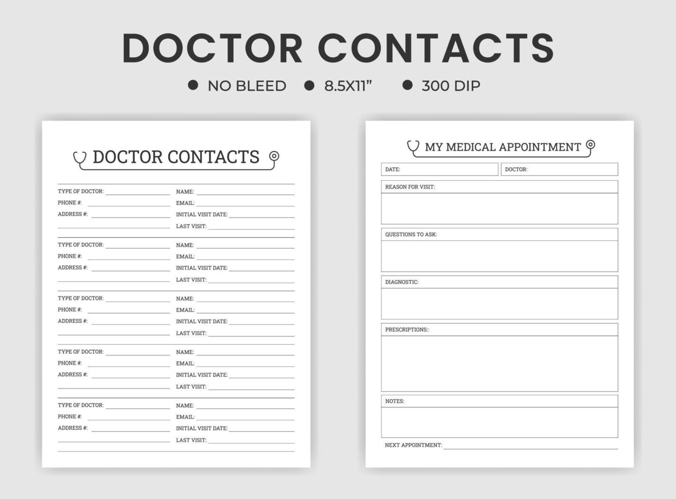 Doctor contacts logbook vector