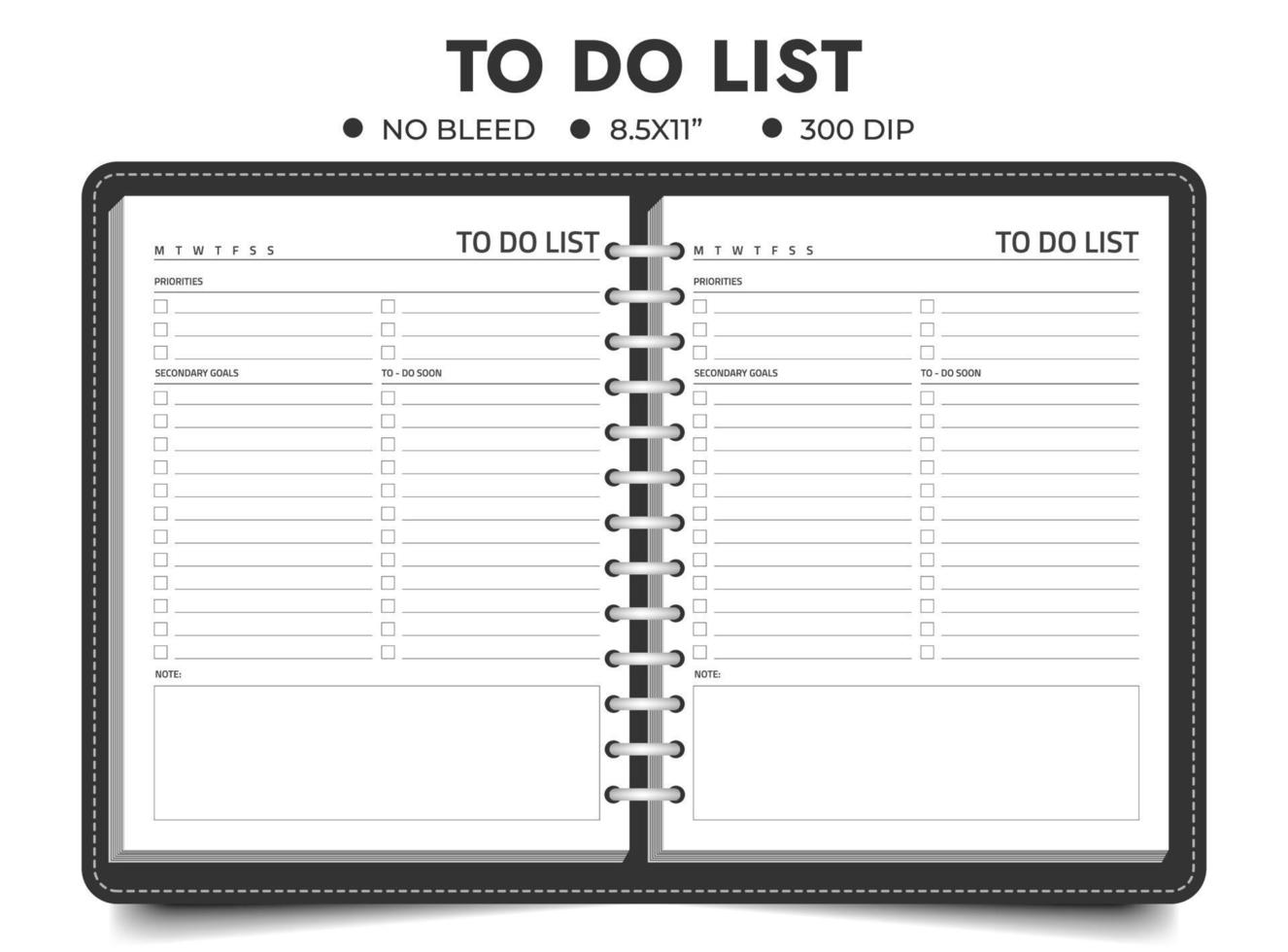 To-do list logbook or notebook vector