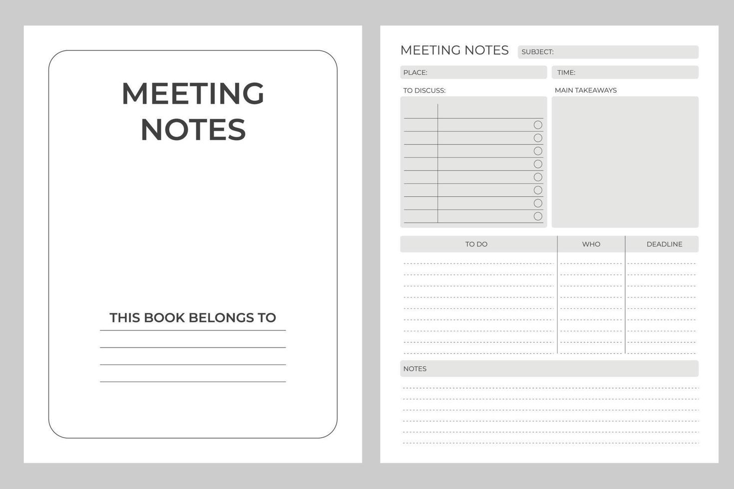 Meeting notes log vector design template