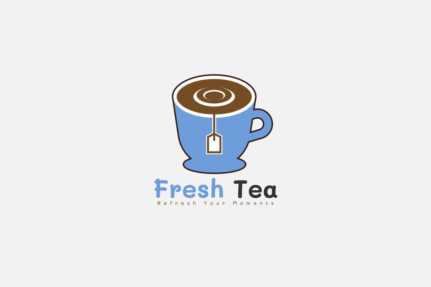 té logo diseño con taza y té bolsa. sano Fresco té bebida concepto logo diseño vector. vector