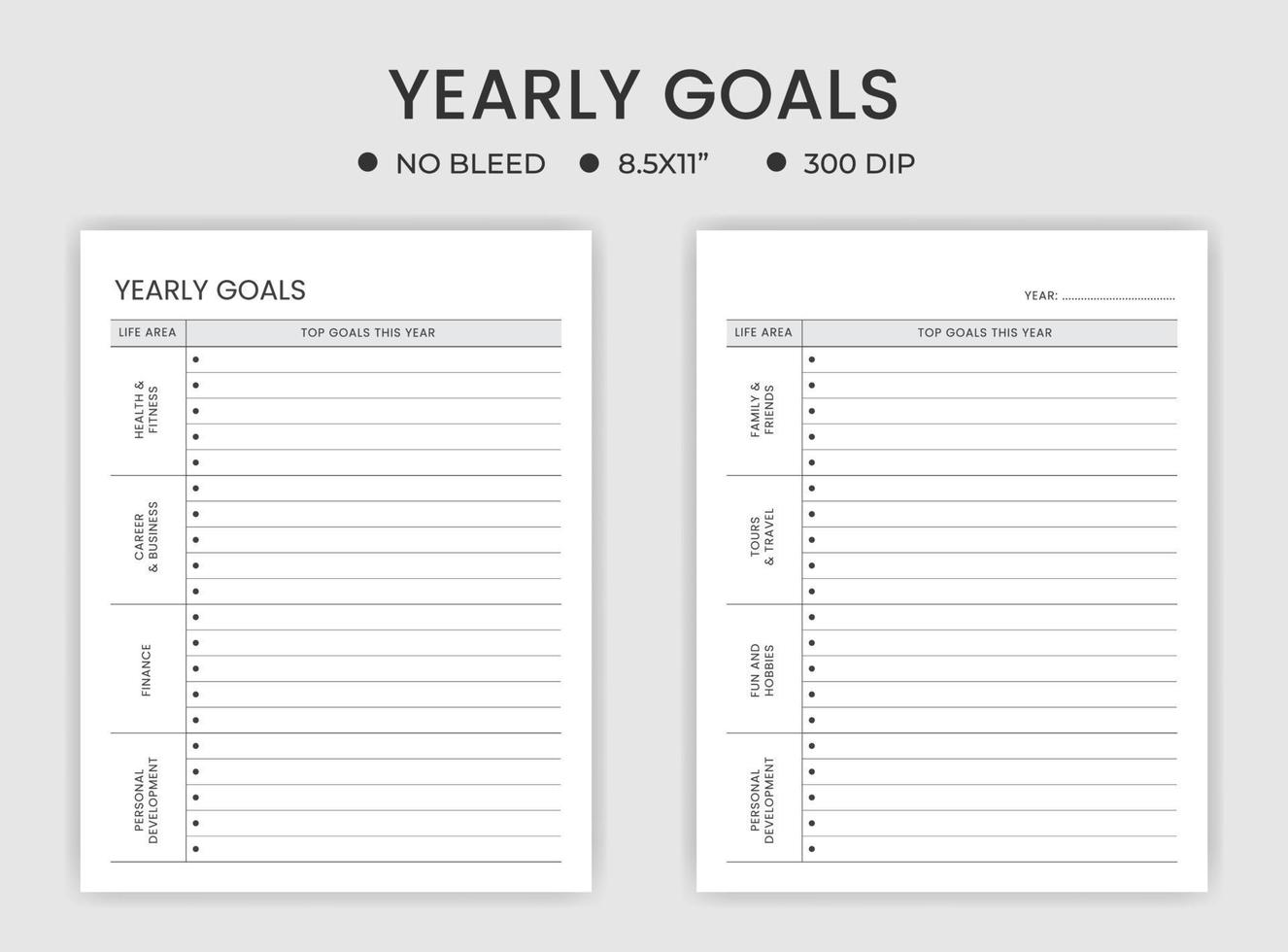 yearly goals planner or logbook vector