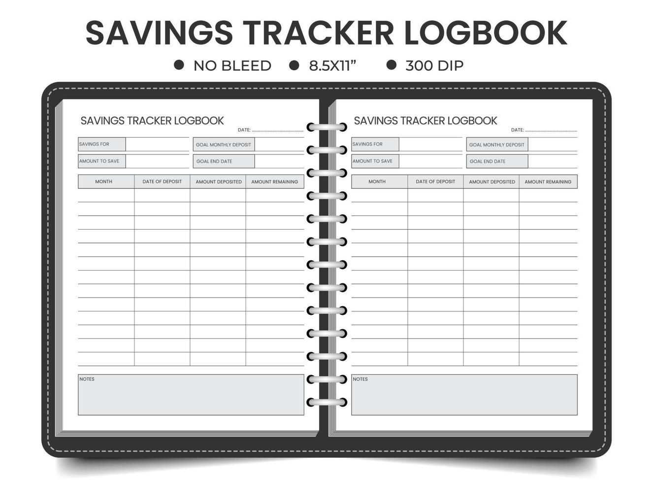 ahorros rastreador cuaderno o cuaderno planificador modelo vector
