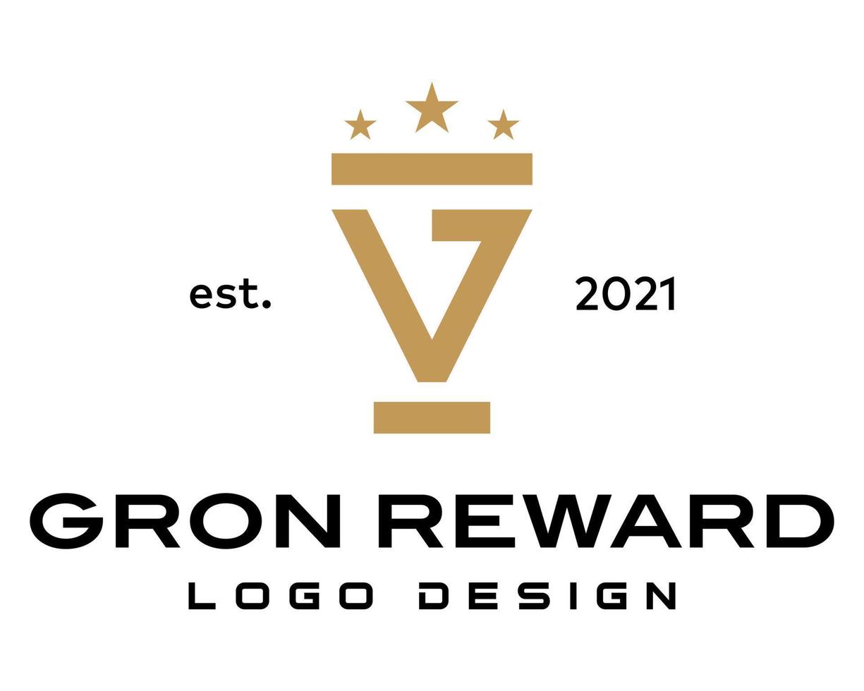 G letter monogram trophy award logo design. vector