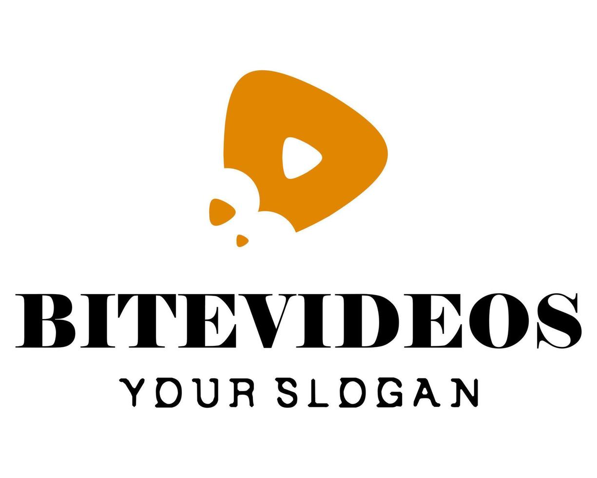 Bread bite symbol and play button video logo design. vector
