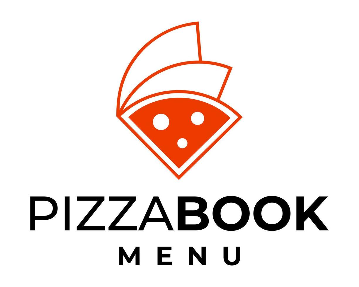 Pizza and book paper sheet restaurant menu logo design. vector