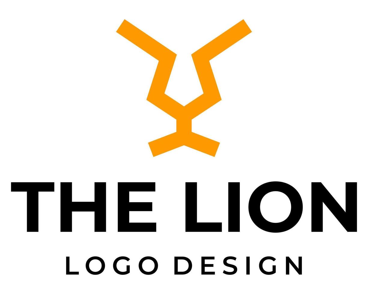 Geometric bold lion head animal logo design. vector