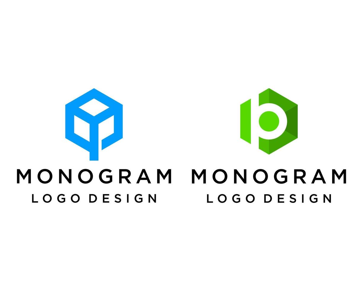 bp letra monograma tecnología logo diseño. vector