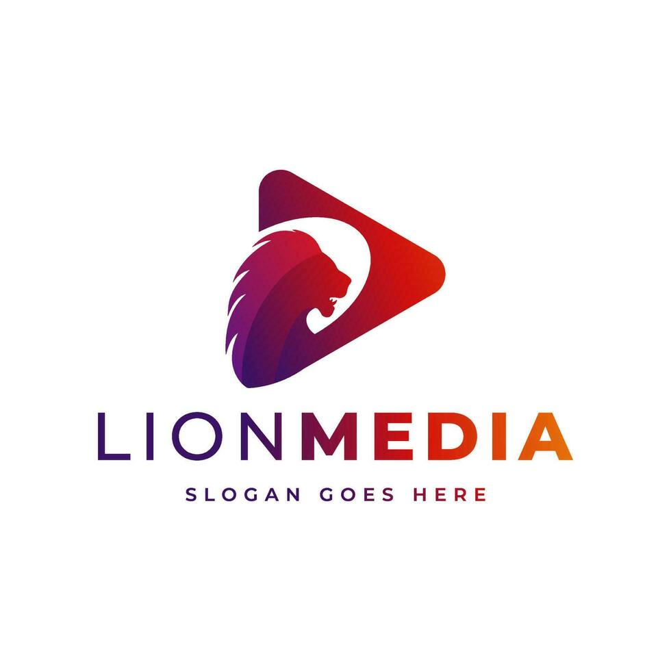 lion logo media company colorful vector