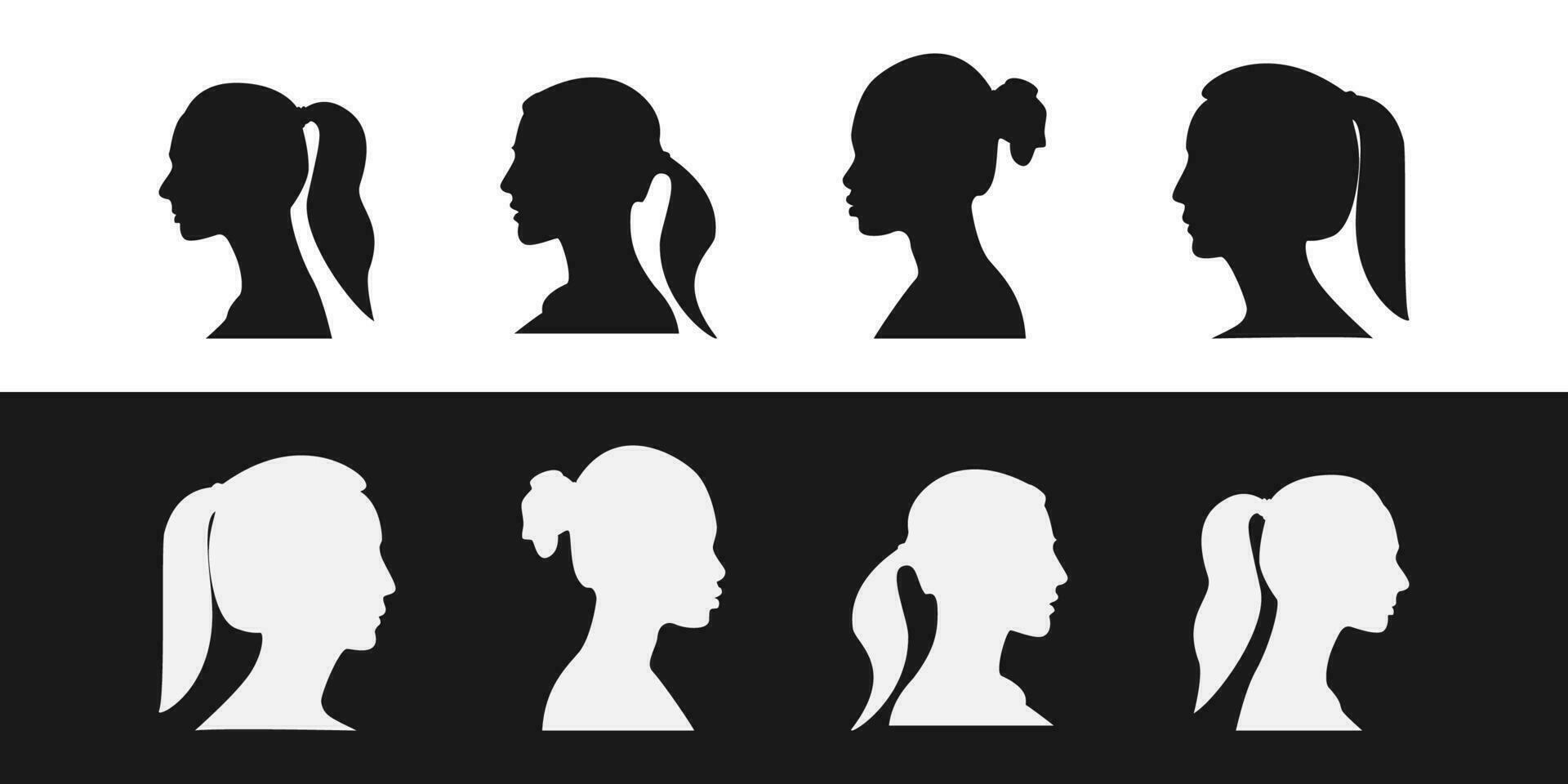 illustration silhouette of womens from side view vector