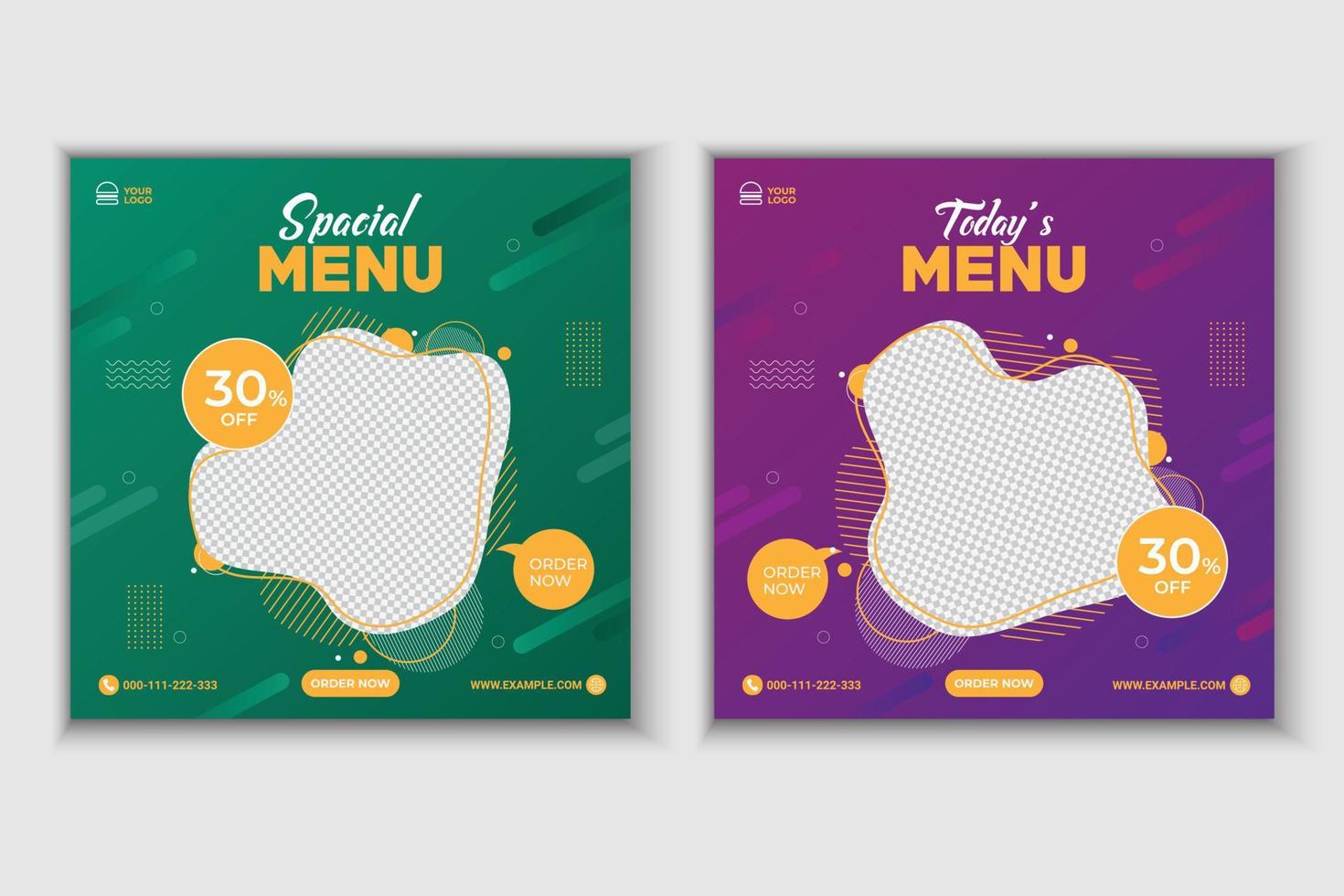 especial comida menú social medios de comunicación enviar diseño vector