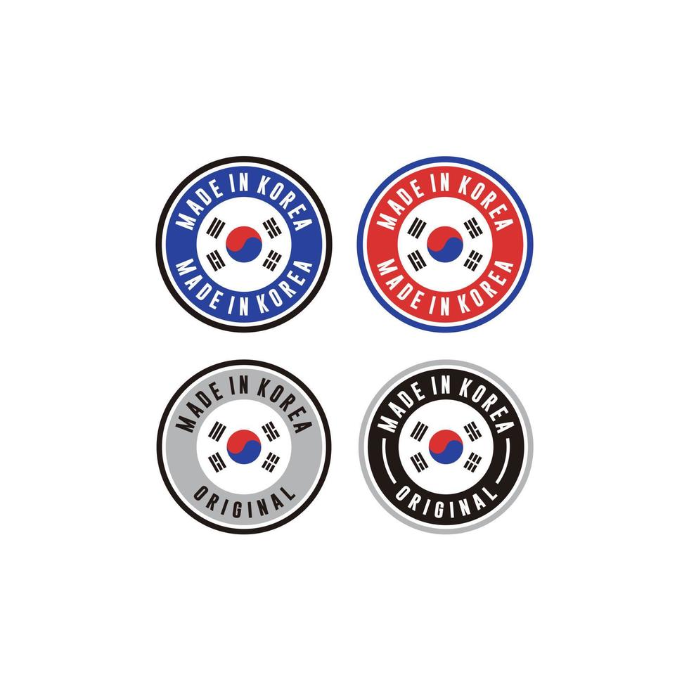 Made in Korea set icon, flag circle vector icon illustration