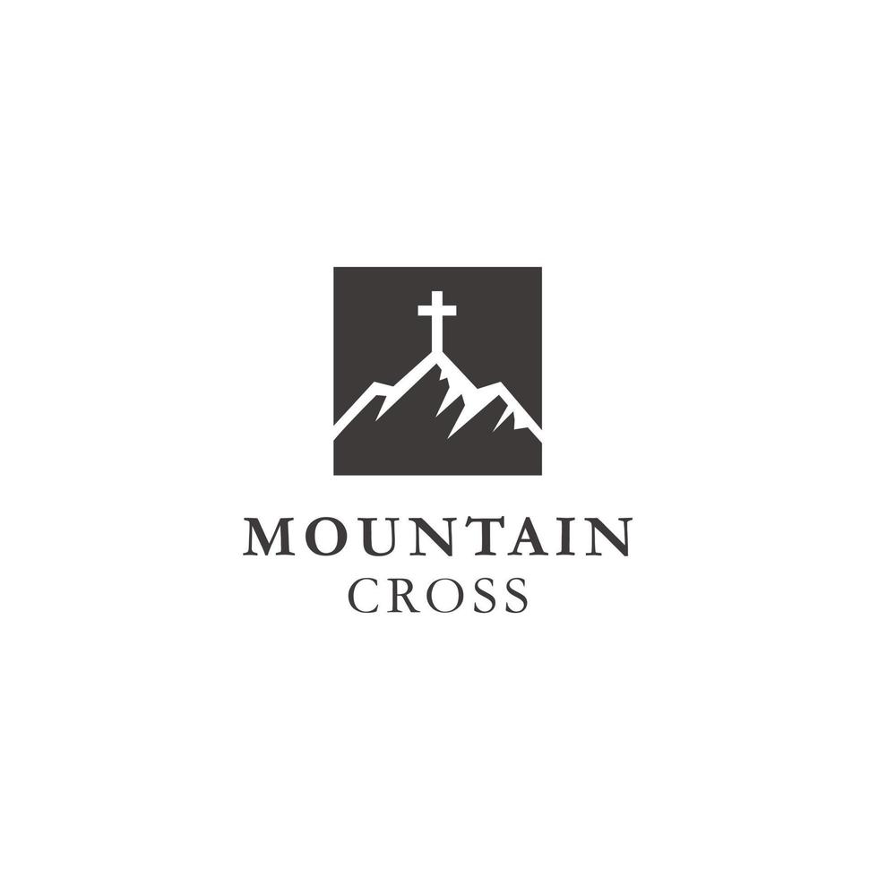 Church Cross Mountain logo Design vector