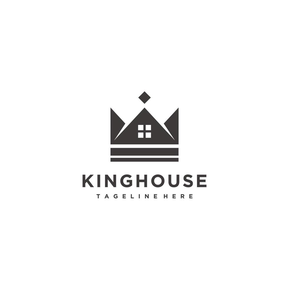 King Queen Crown House Real Estate Building Luxury logo design vector icon