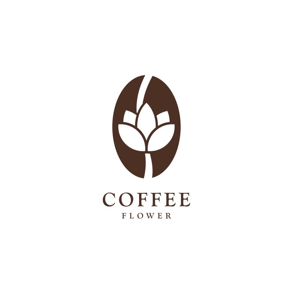 café frijol flor rosas logo vector icono ilustración