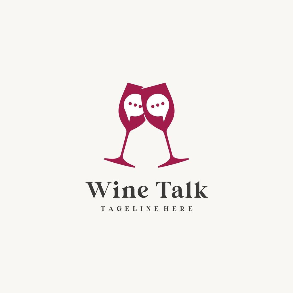 Wine talk chat bubble logo icon vector