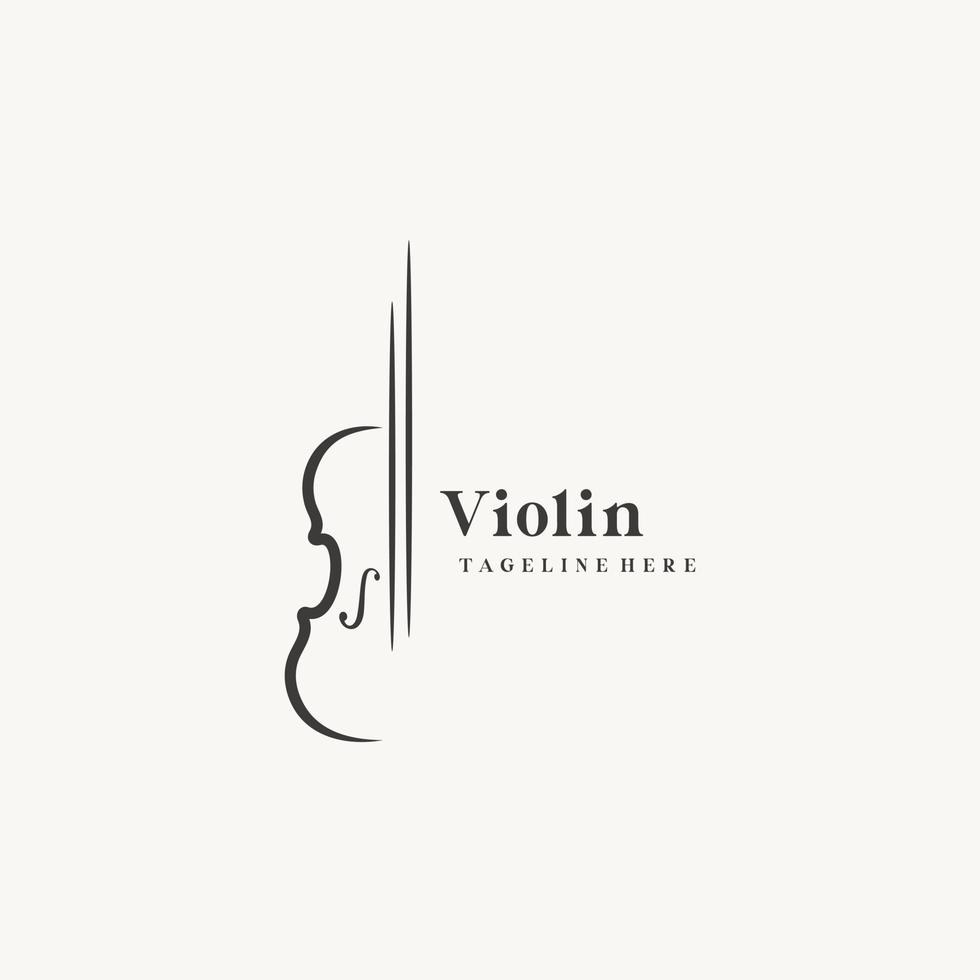 violín orquesta violín música silueta logo diseño vector icono