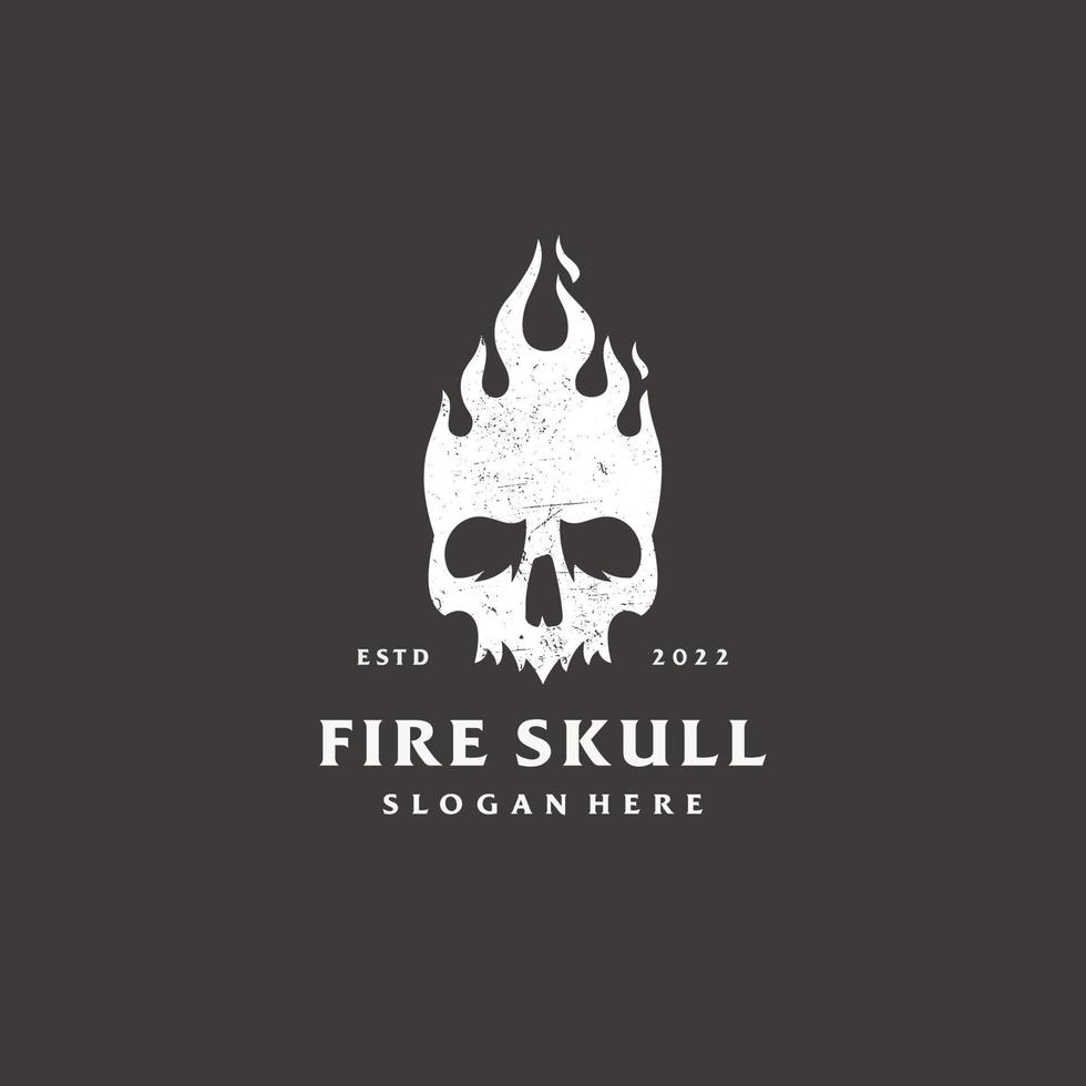 Flames devil skull fire hipster logo design icon vector illustration