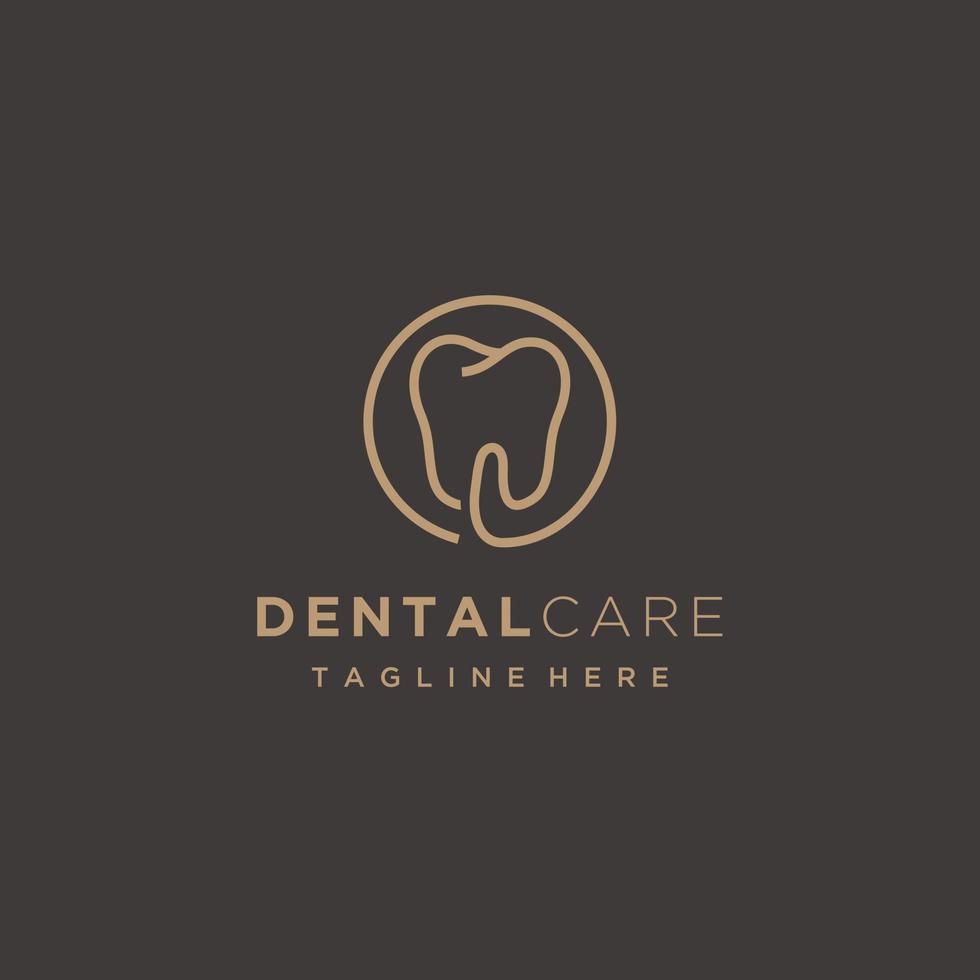 Dental Care Line art minimalist gold Logo Design Template vector