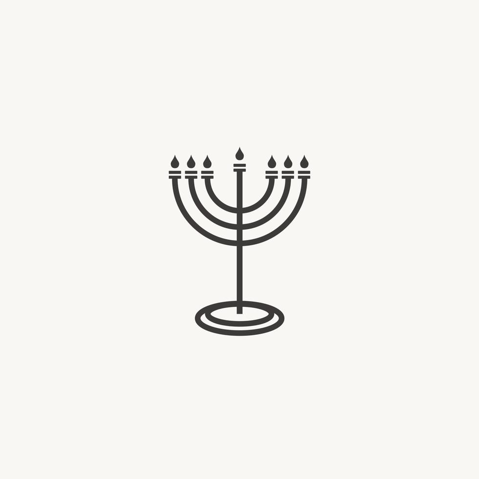 Hanukkah, menorah jewish candles sunburst. Logo icon vector on white background