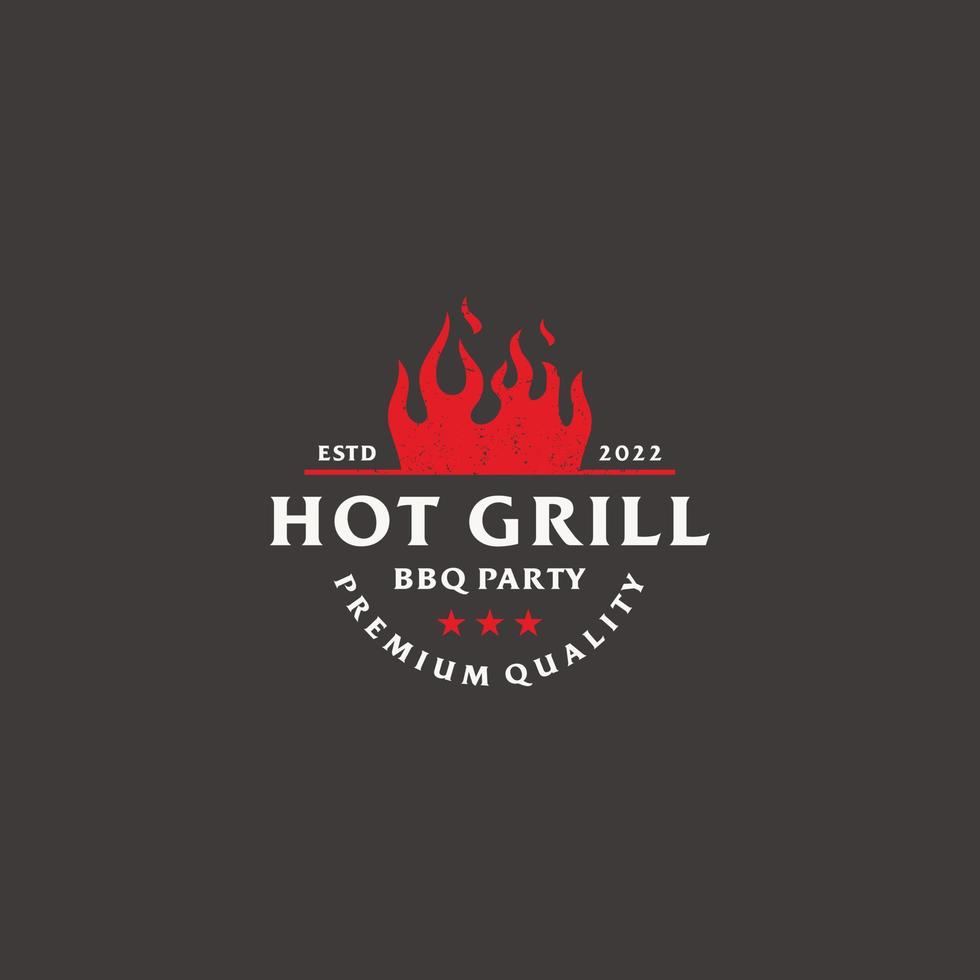 Grill barbecue bbq food vintage logo design icon sign vector