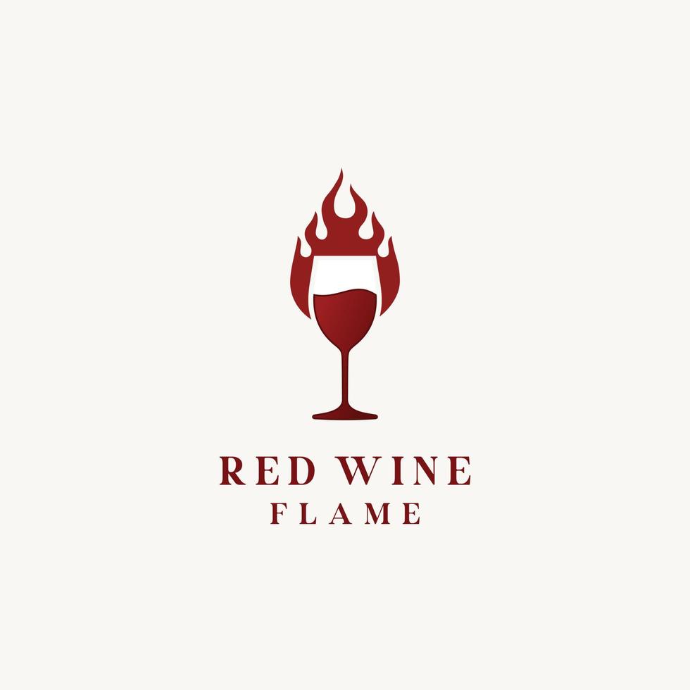 Wine glass with fire flame for cafe bar logo design icon vector