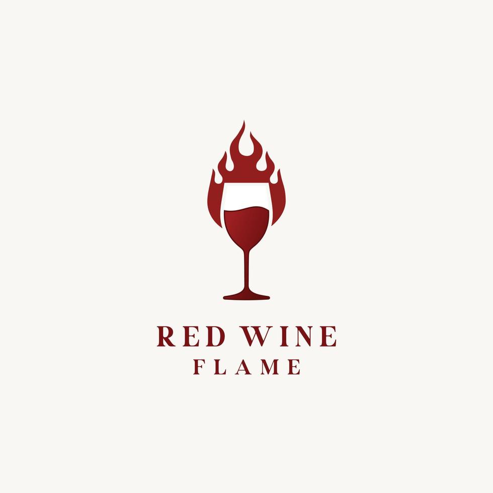 vino vaso con fuego fuego para café bar logo diseño icono vector