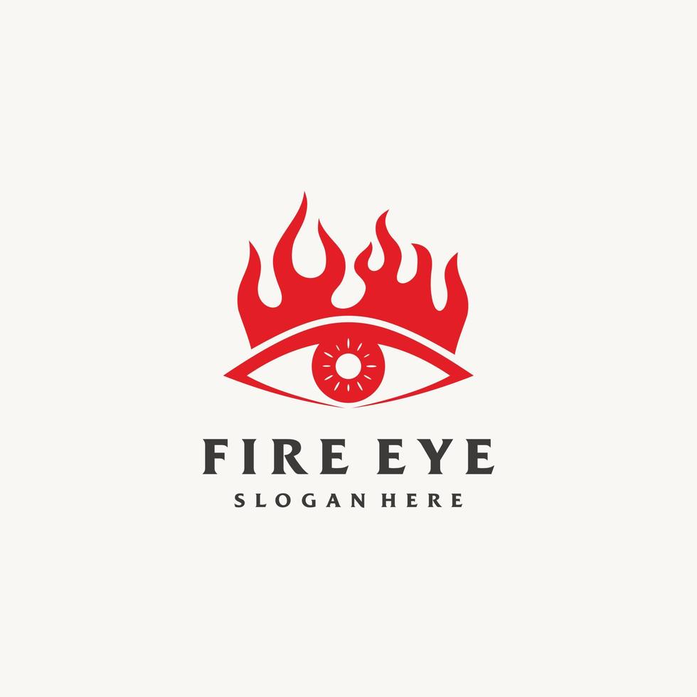 Eyes with fire flame red logo design icon vector