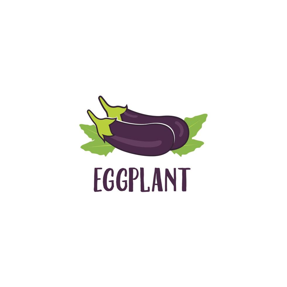 Eggplant vegetable organic logo design vector icon