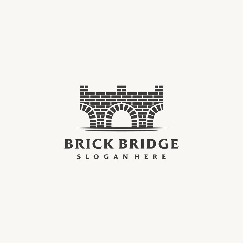 Brick bridge wall logo design icon vector illustration