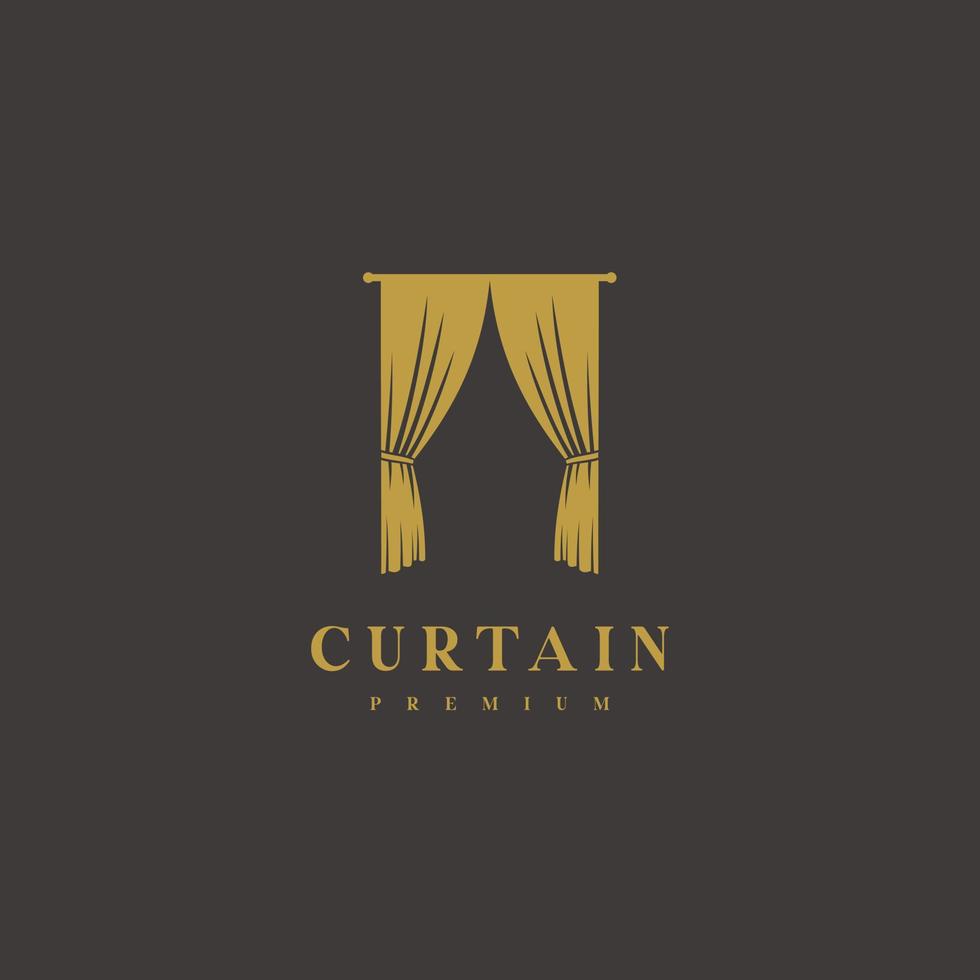 Curtain gold elegant logo design icon vector template
