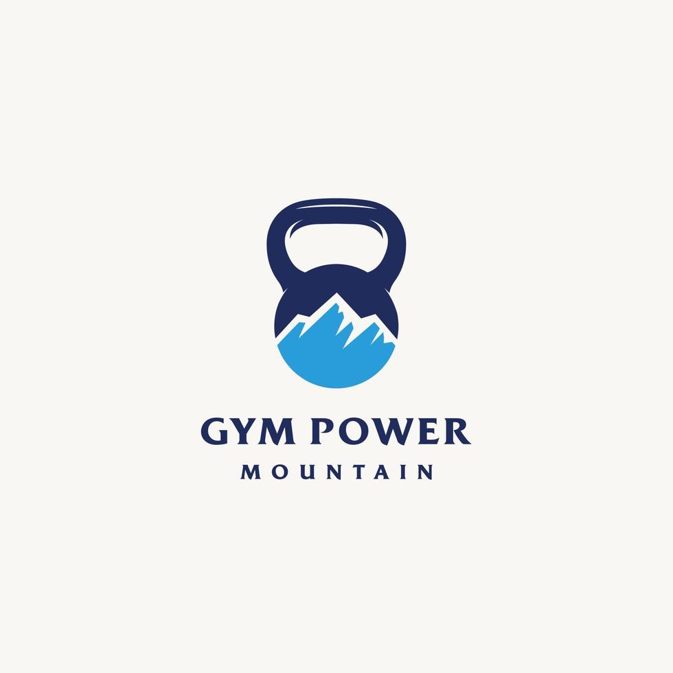 Mountain barbell gym fitness health logo design icon vector