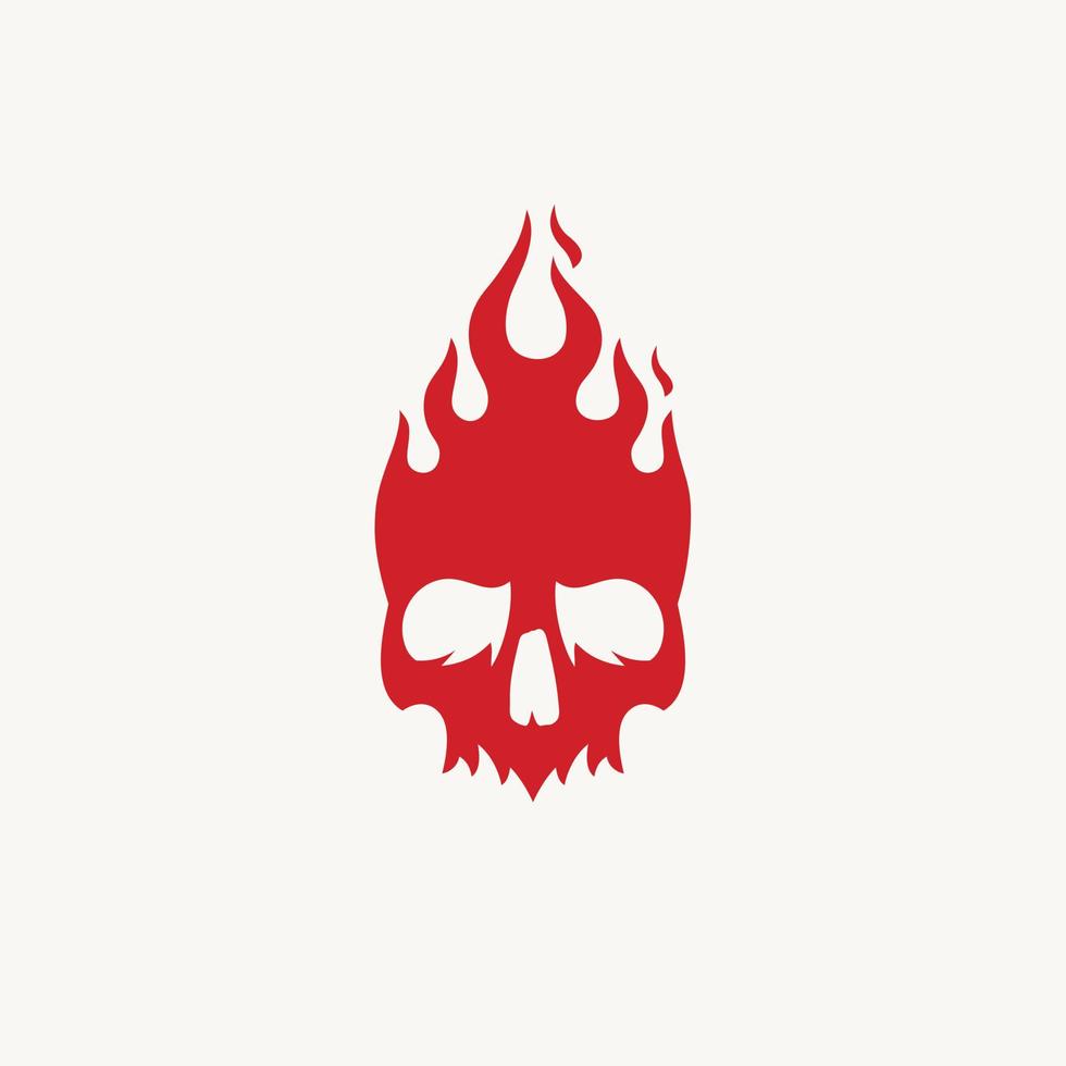 llamas diablo cráneo fuego hipster logo diseño icono vector ilustración
