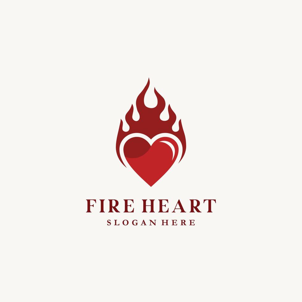 Heart fire flame love logo design icon vector