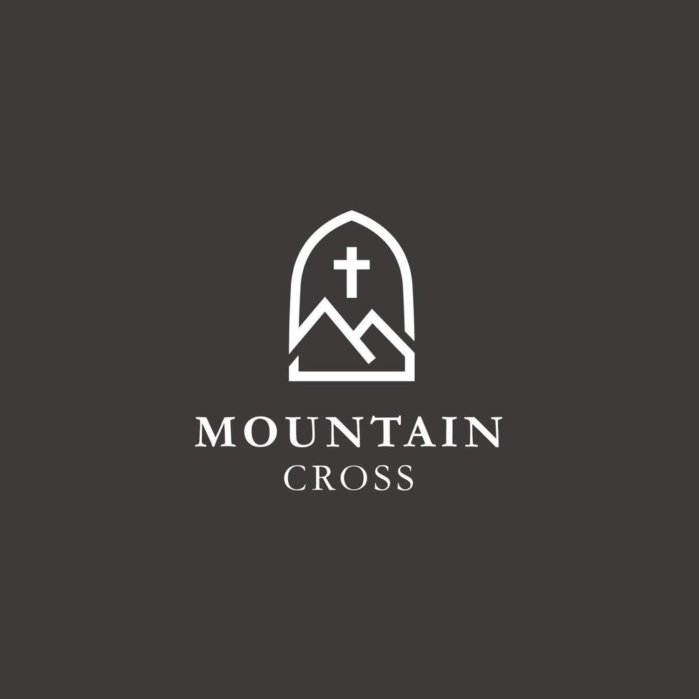 Church Cross Mountain logo Design vector