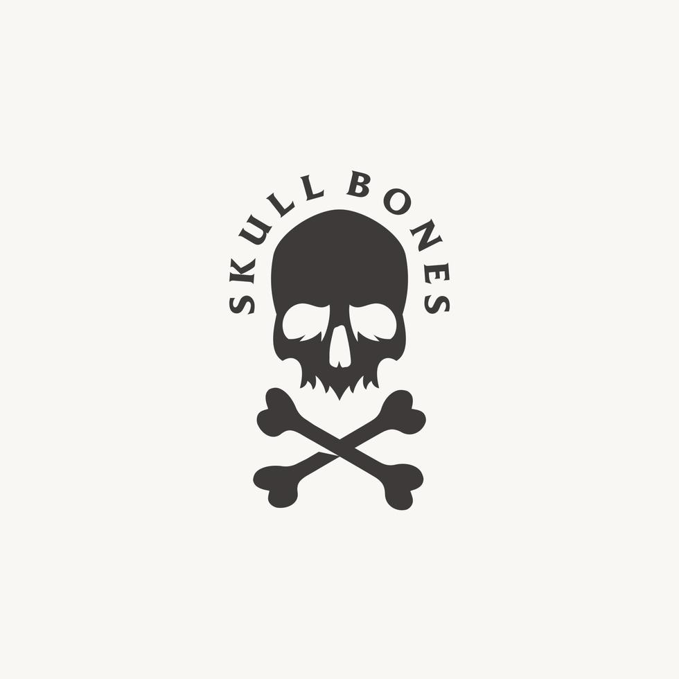 Skull and bones vintage logo vector icon illustration