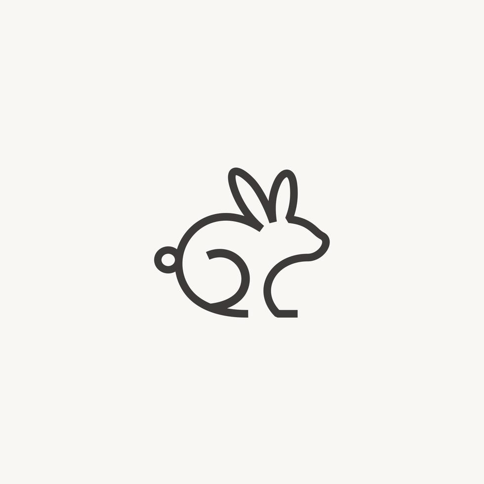 Rabbit bunny line art minimalist logo design icon vector