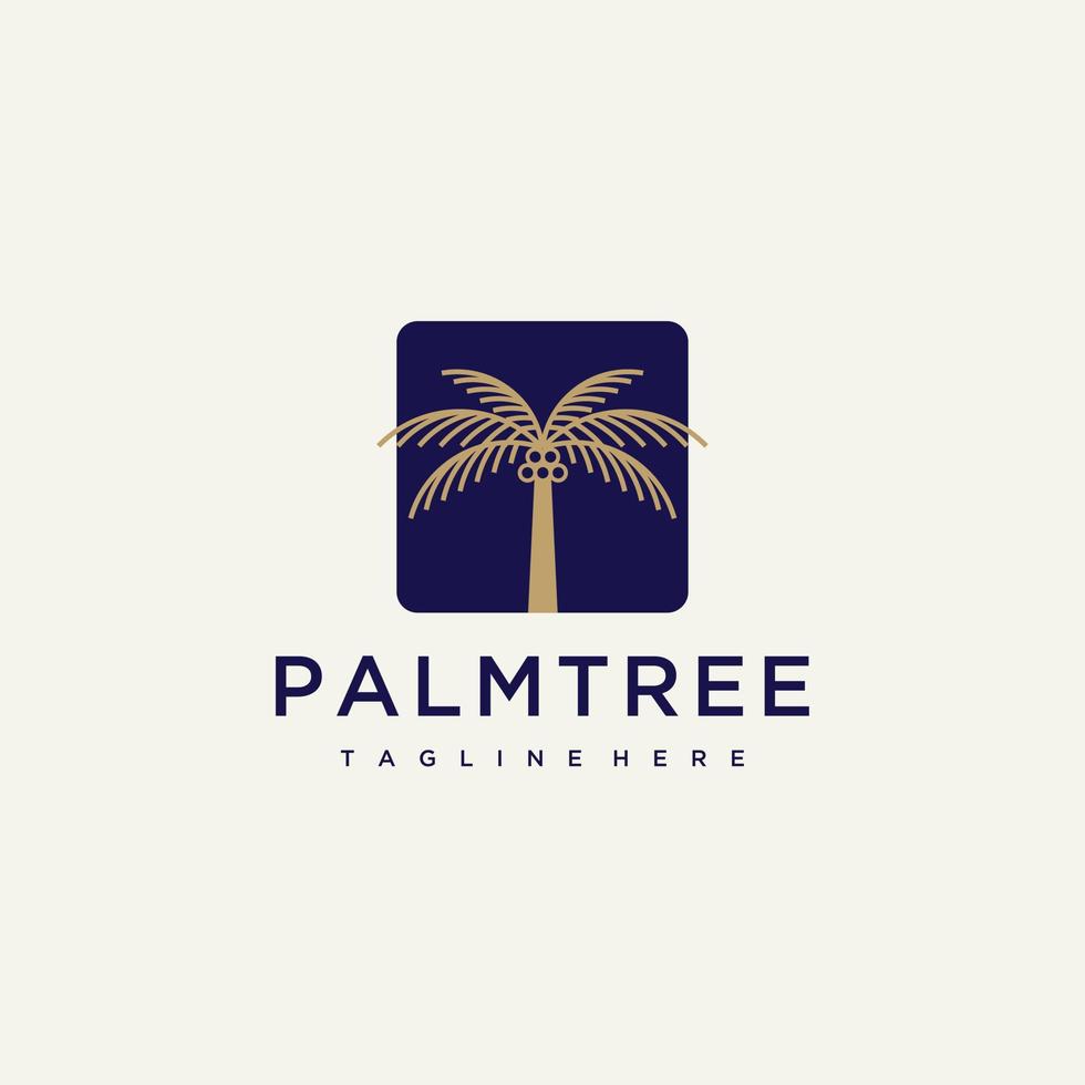 Palm tree gold minimalist logo vector icon illustration