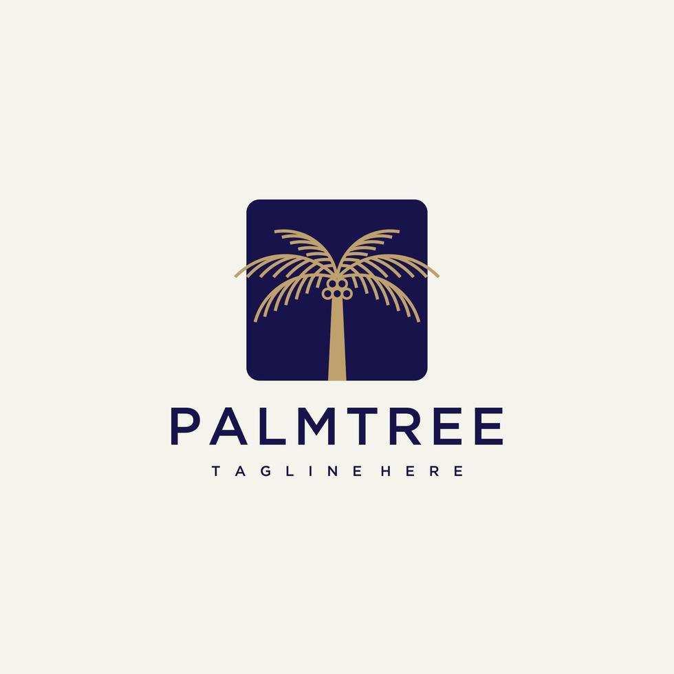 Palm tree gold minimalist logo vector icon illustration