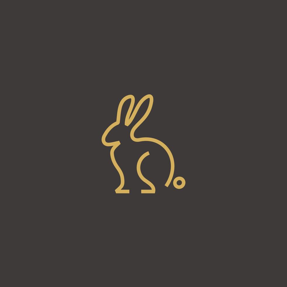 Rabbit bunny line art gold logo design icon vector
