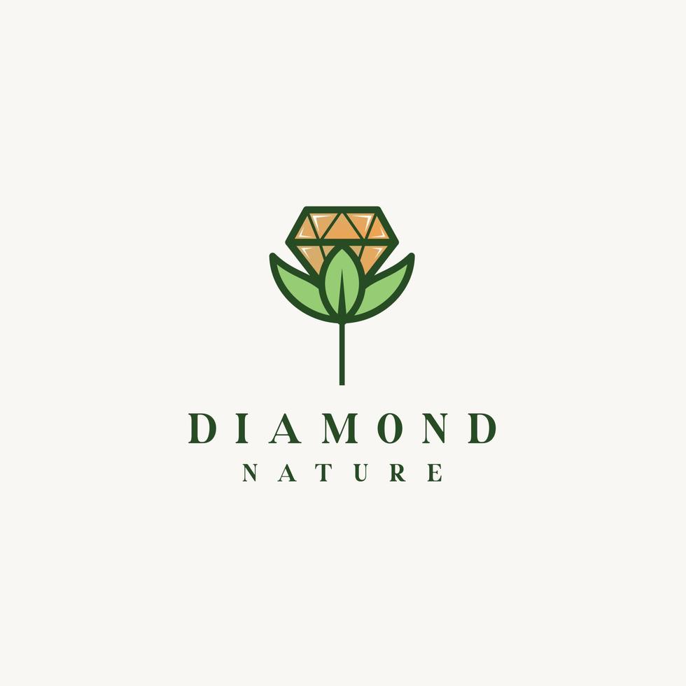 Green Leaf Diamond logo design icon vector