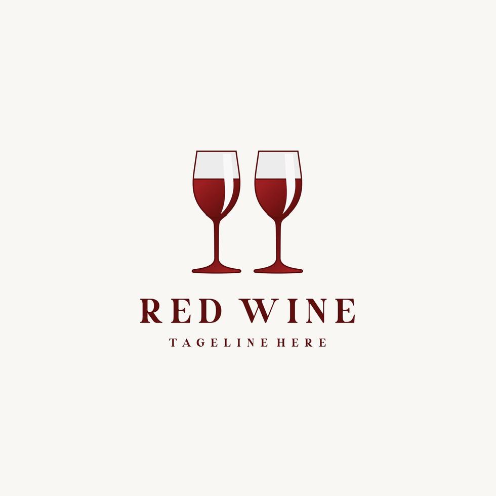 Red wine two glass logo design icon vector