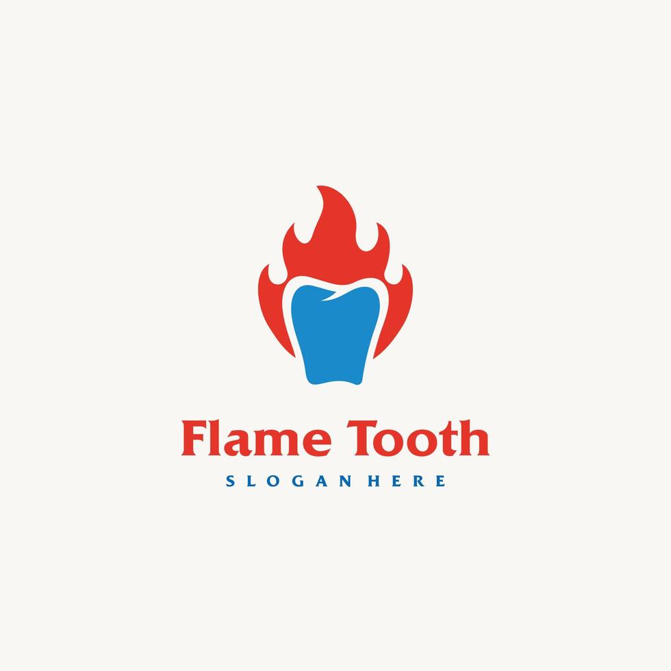 Fire flame tooth for dental dentist logo design icon vector