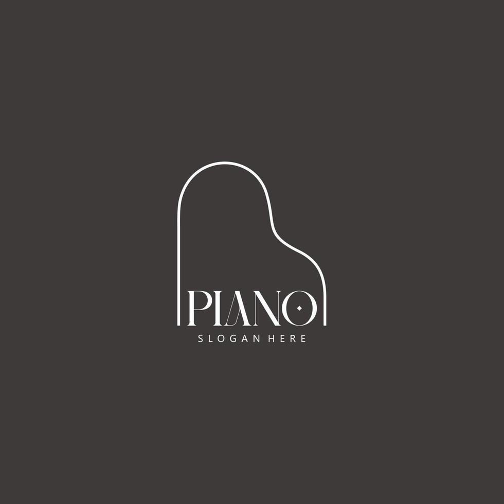 Grand piano logo design template design in line art style vector