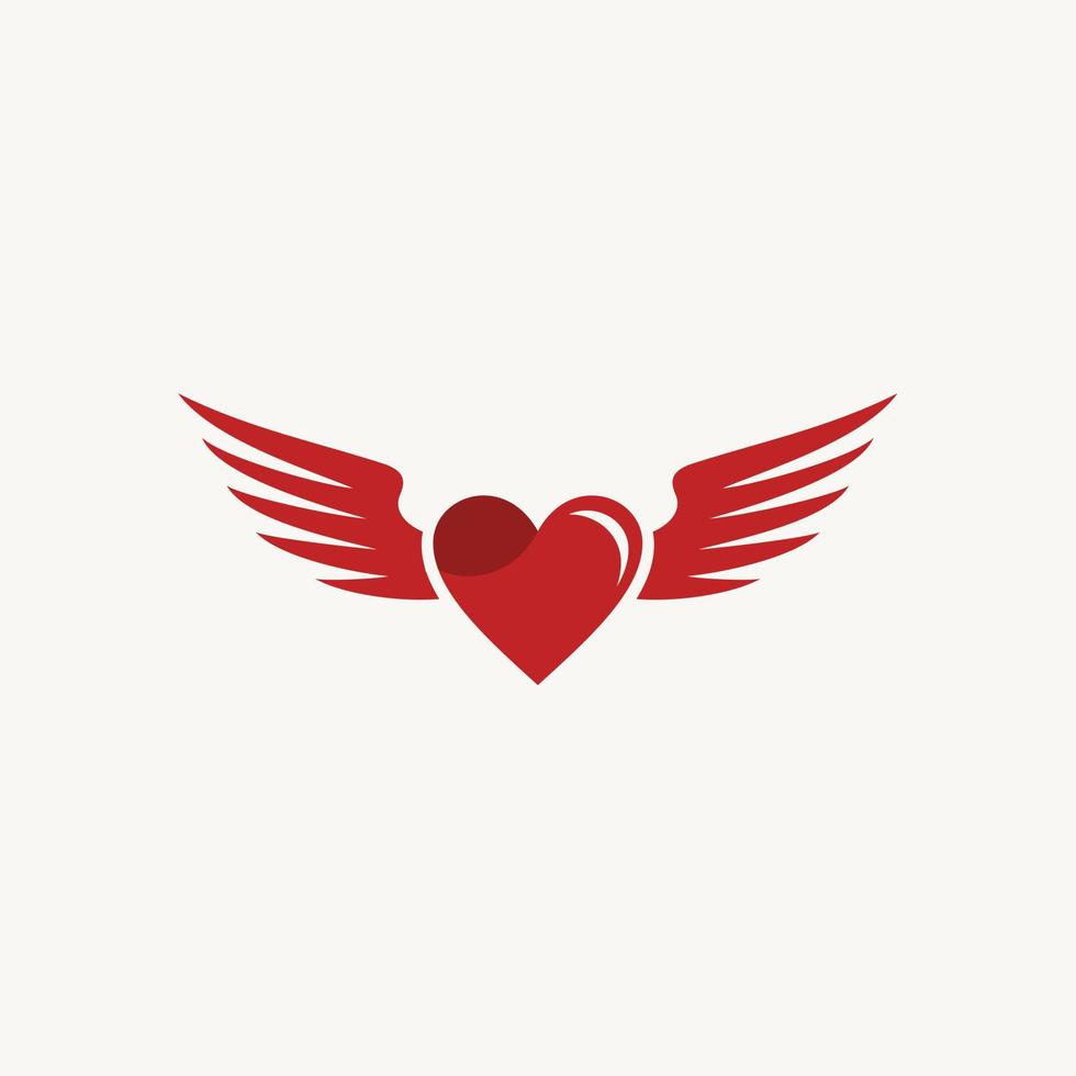 Heart wing angel logo design icon vector