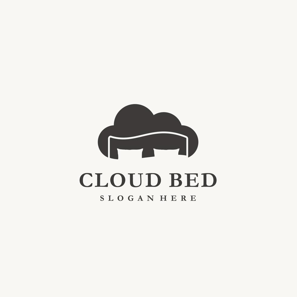 cama nube dormir sueño logo diseño icono vector