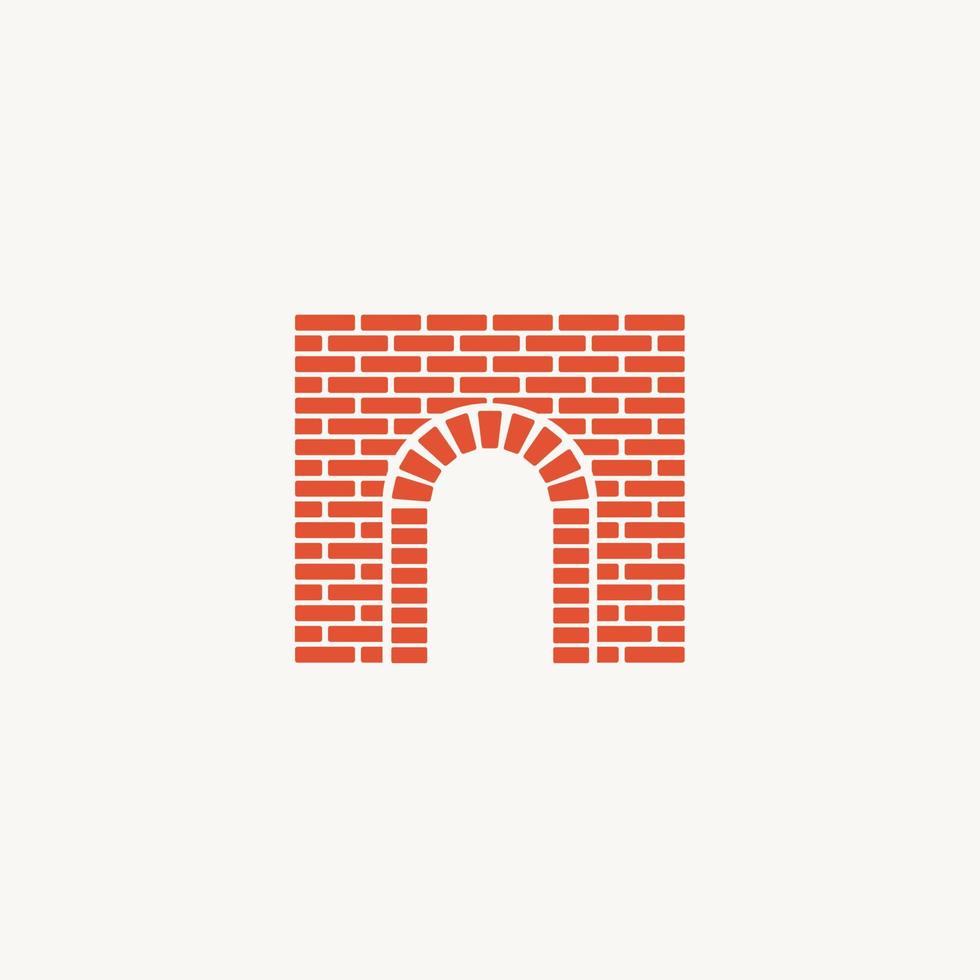 Brick wall and door logo design icon vector illustration